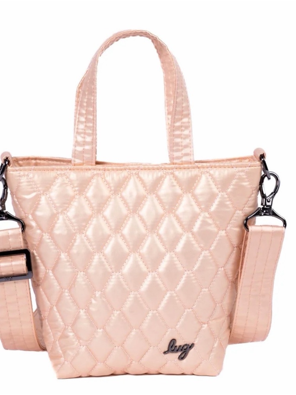 Lug Tip Toe Quilted Metallic Rose Gold Crossbody Bag NWT